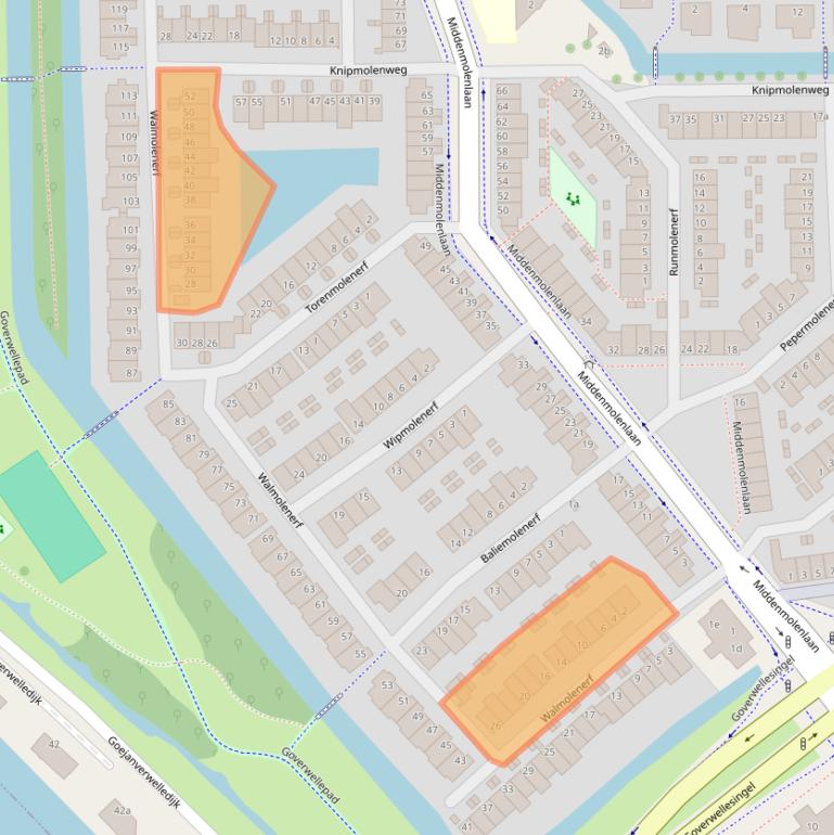 Kaart van postcodegebied 2807DG.