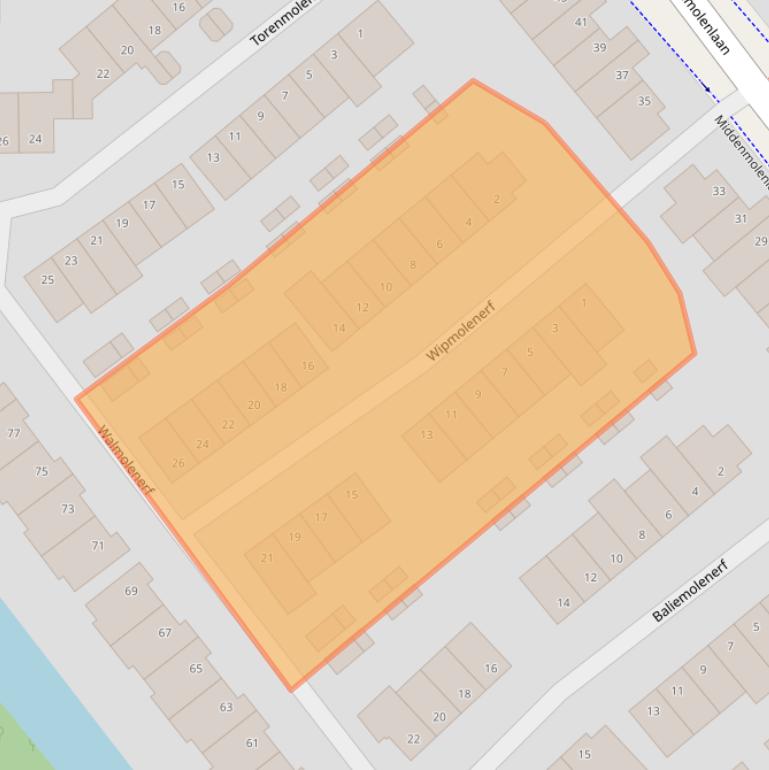 Kaart van postcodegebied 2807DJ.