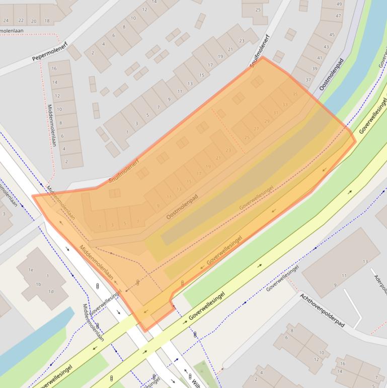 Kaart van postcodegebied 2807DN.