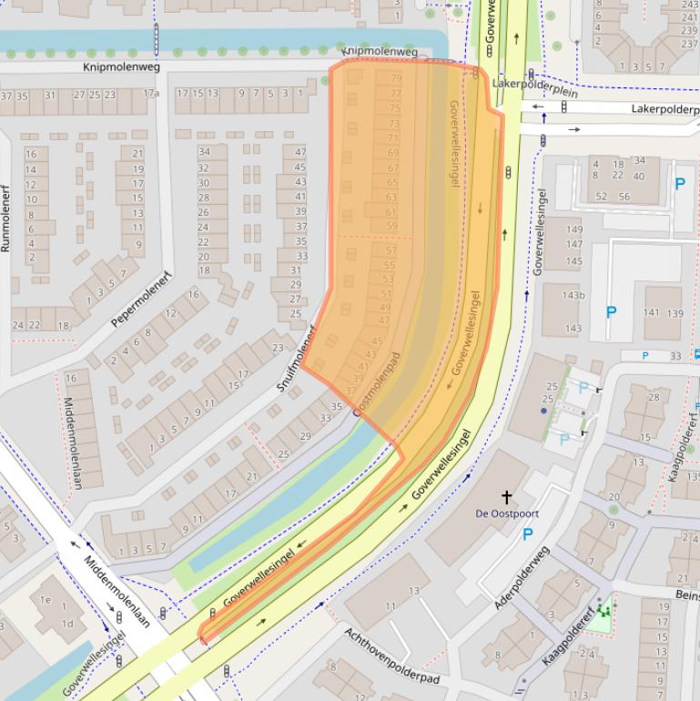 Kaart van postcodegebied 2807DP.