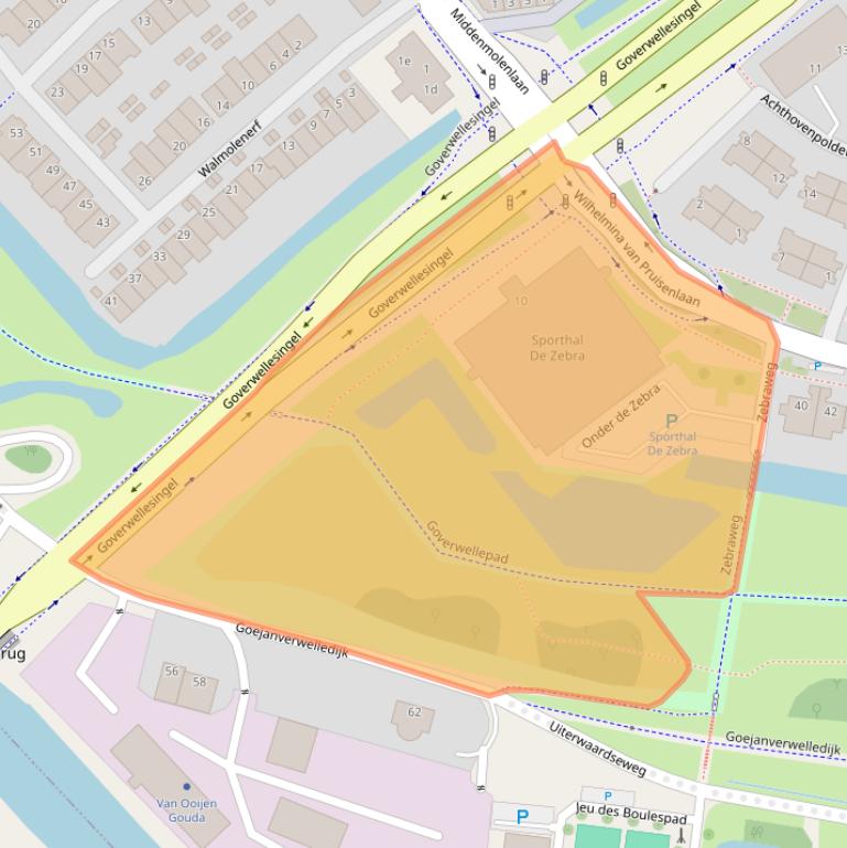 Kaart van postcodegebied 2807DZ.