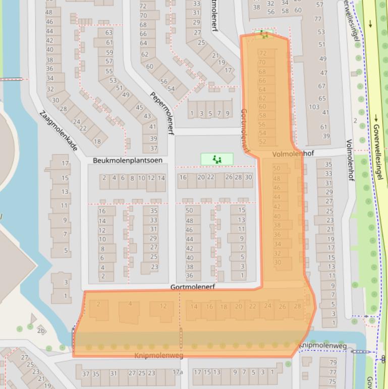 Kaart van postcodegebied 2807EJ.