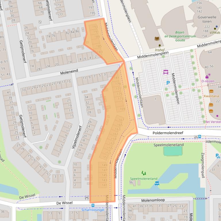 Kaart van postcodegebied 2807EV.