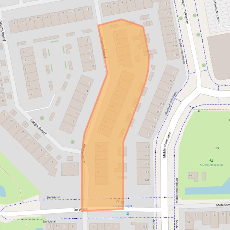 Kaart van postcodegebied 2807GA.