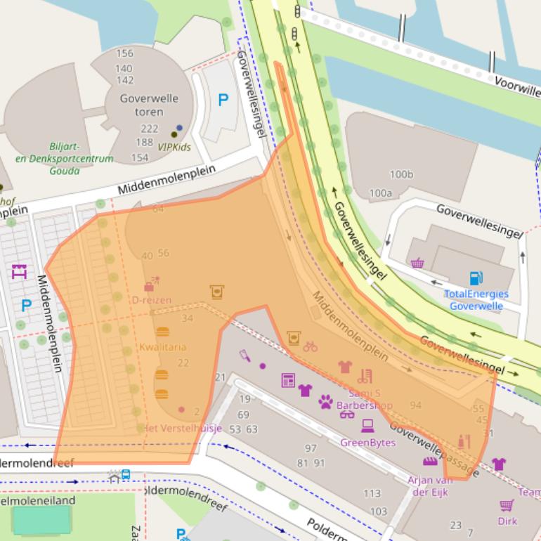 Kaart van postcodegebied 2807GZ.