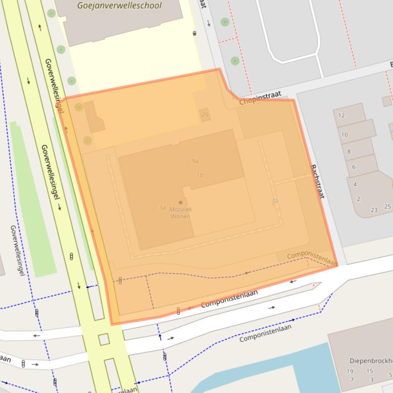 Kaart van postcodegebied 2807HZ.