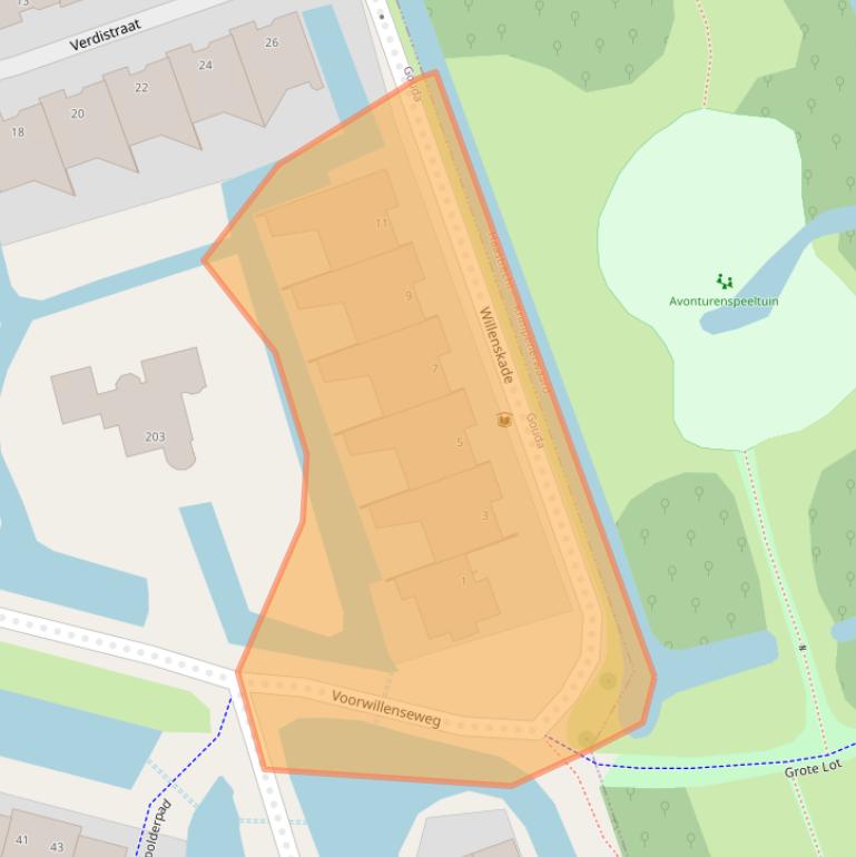 Kaart van postcodegebied 2807JA.