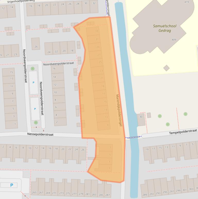 Kaart van postcodegebied 2807NA.