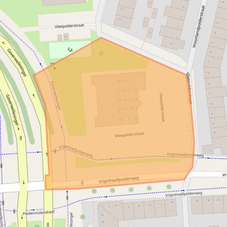 Kaart van postcodegebied 2807NJ.