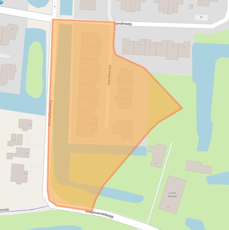 Kaart van postcodegebied 2807RA.