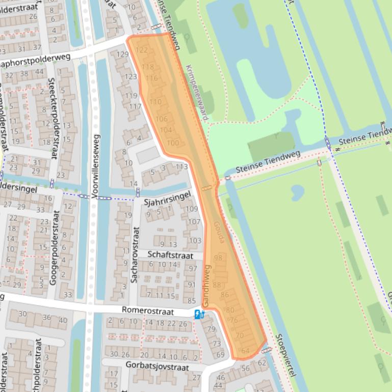 Kaart van postcodegebied 2807RG.