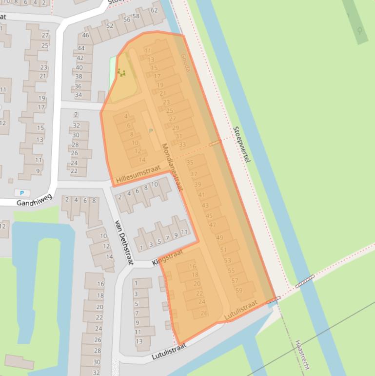 Kaart van postcodegebied 2807RJ.