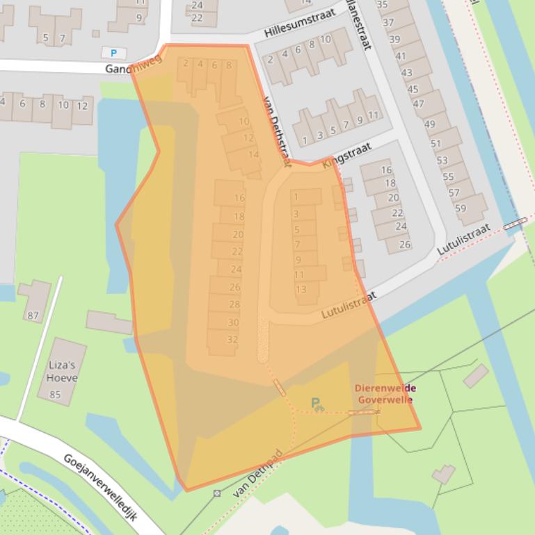 Kaart van postcodegebied 2807RS.