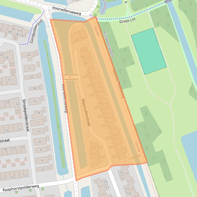 Kaart van postcodegebied 2807RZ.