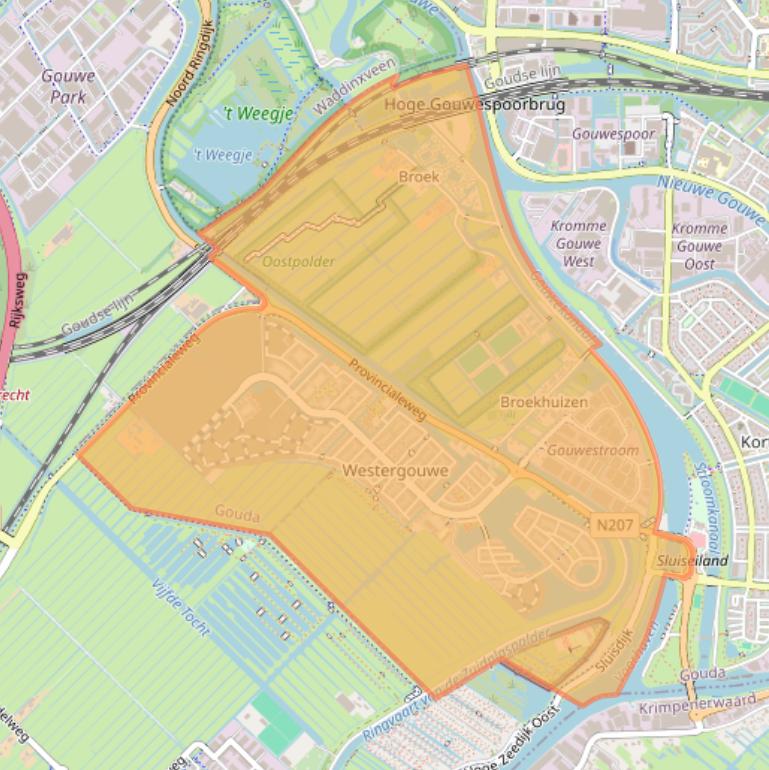 Kaart van postcodegebied 2809.