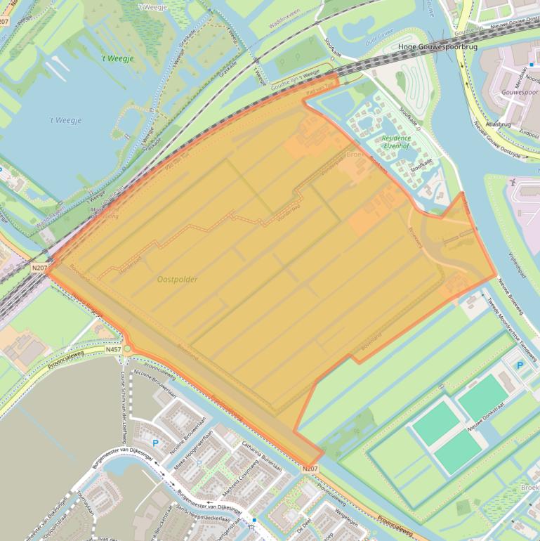 Kaart van postcodegebied 2809NE.