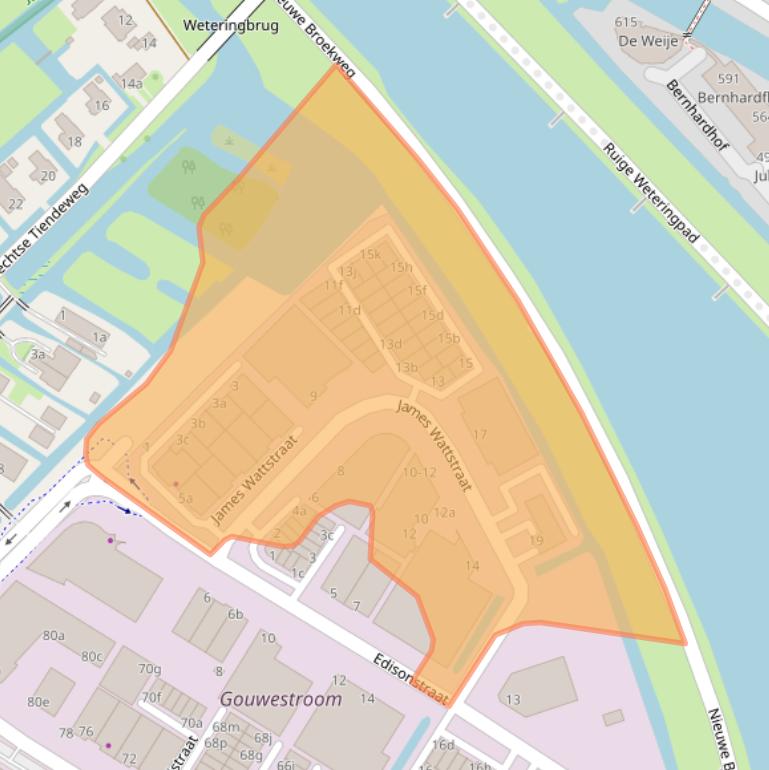 Kaart van postcodegebied 2809PA.