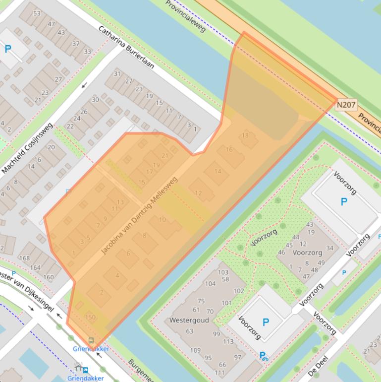 Kaart van postcodegebied 2809RV.