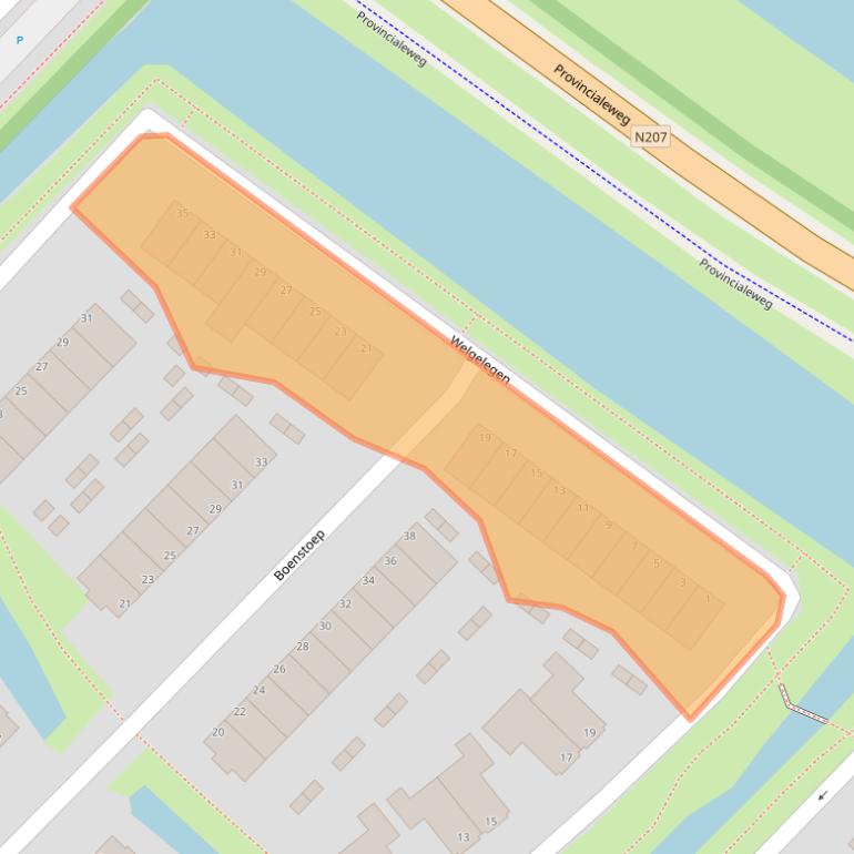 Kaart van postcodegebied 2809RW.