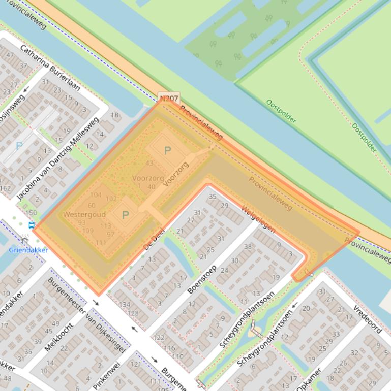 Kaart van postcodegebied 2809TH.