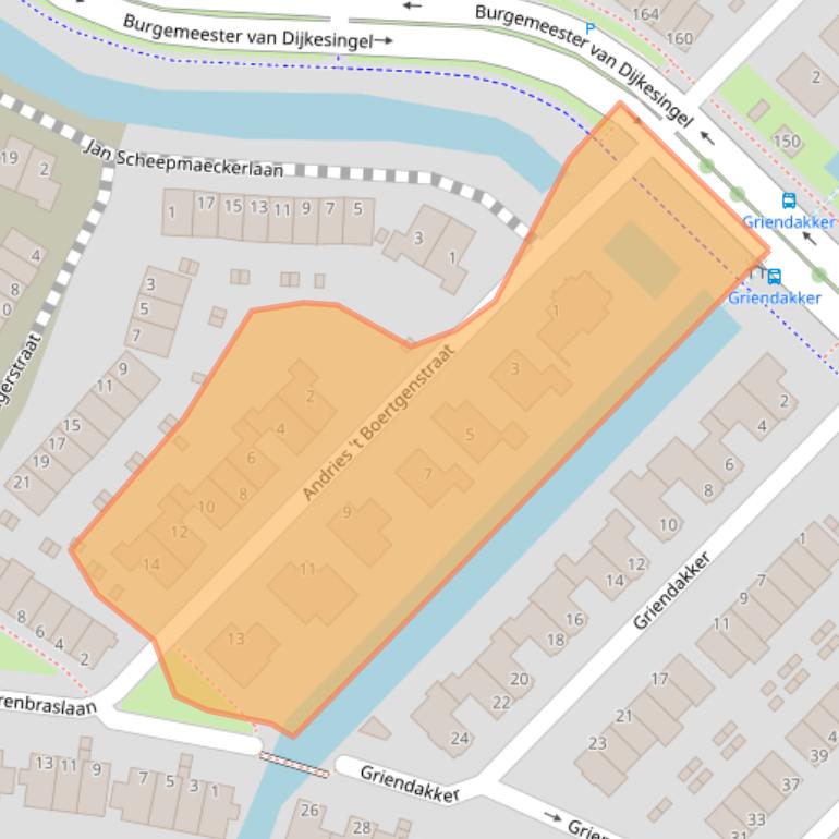 Kaart van postcodegebied 2809TJ.