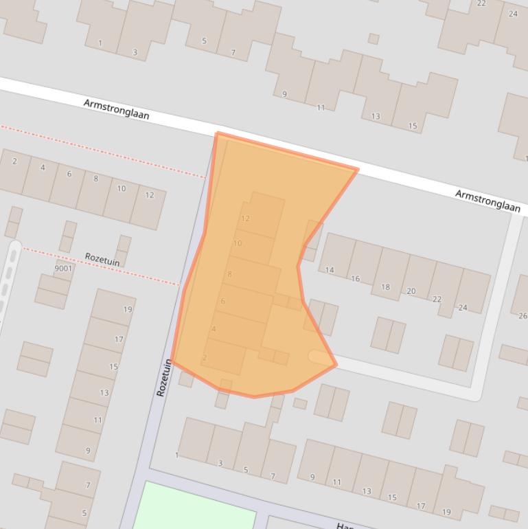 Kaart van postcodegebied 2811AB.