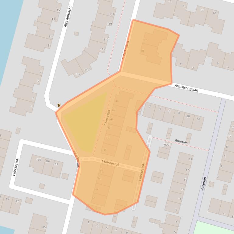 Kaart van postcodegebied 2811BJ.