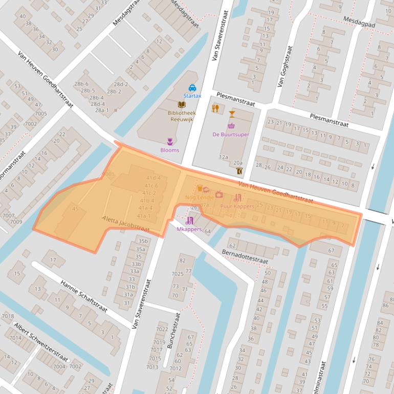 Kaart van postcodegebied 2811BT.