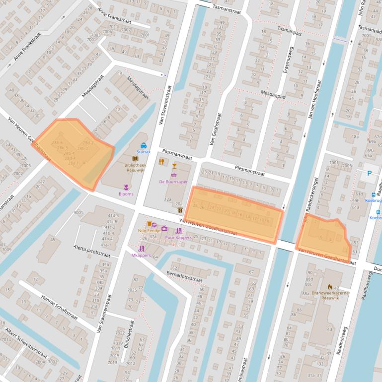 Kaart van postcodegebied 2811BW.
