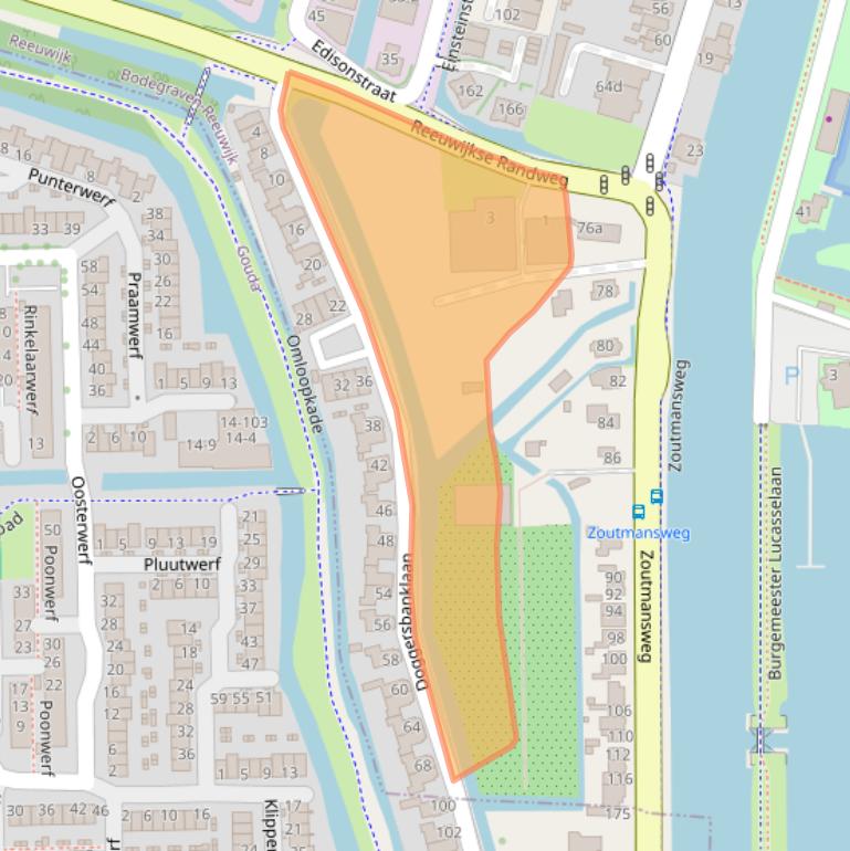 Kaart van postcodegebied 2811DA.