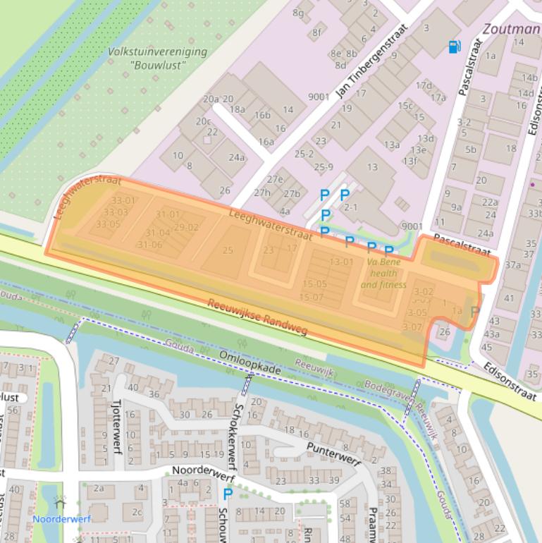 Kaart van postcodegebied 2811DT.