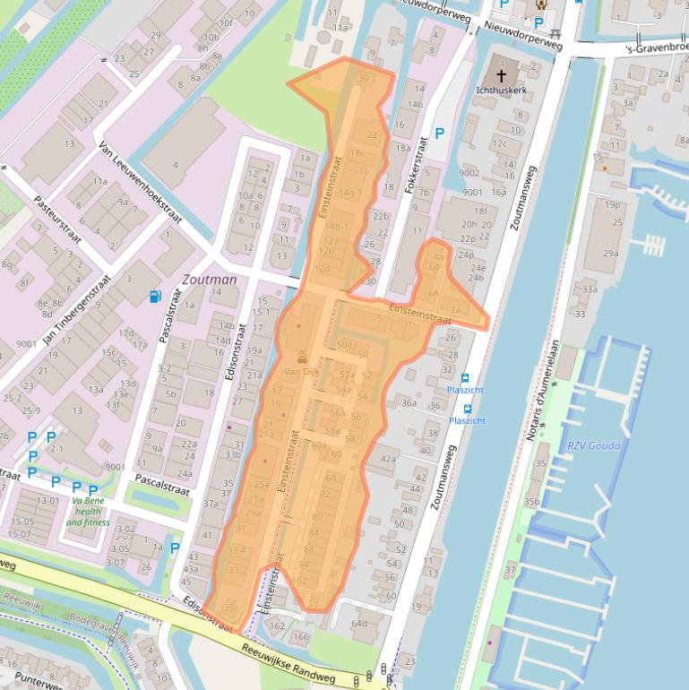 Kaart van postcodegebied 2811EP.