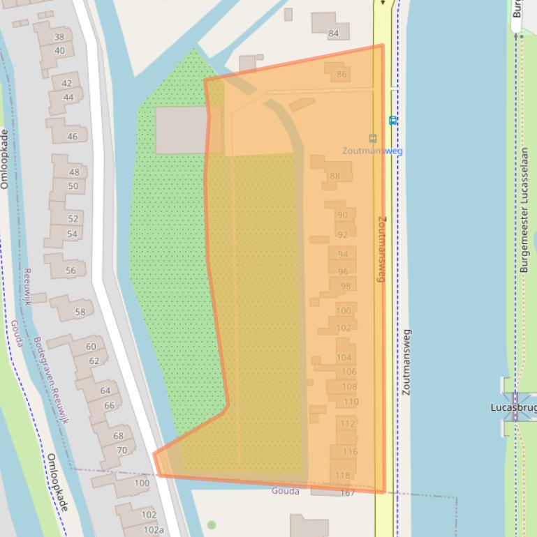 Kaart van postcodegebied 2811EW.