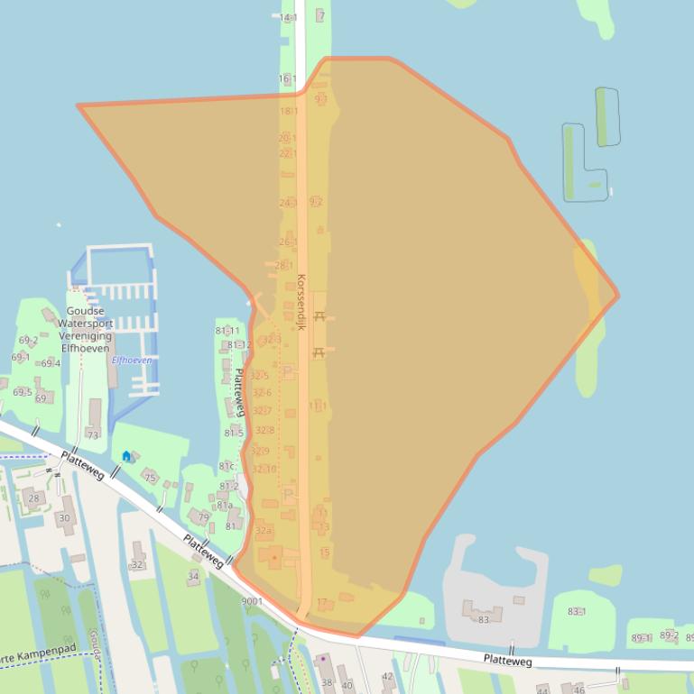 Kaart van postcodegebied 2811HK.