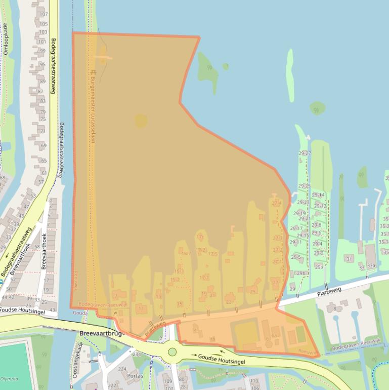 Kaart van postcodegebied 2811HL.