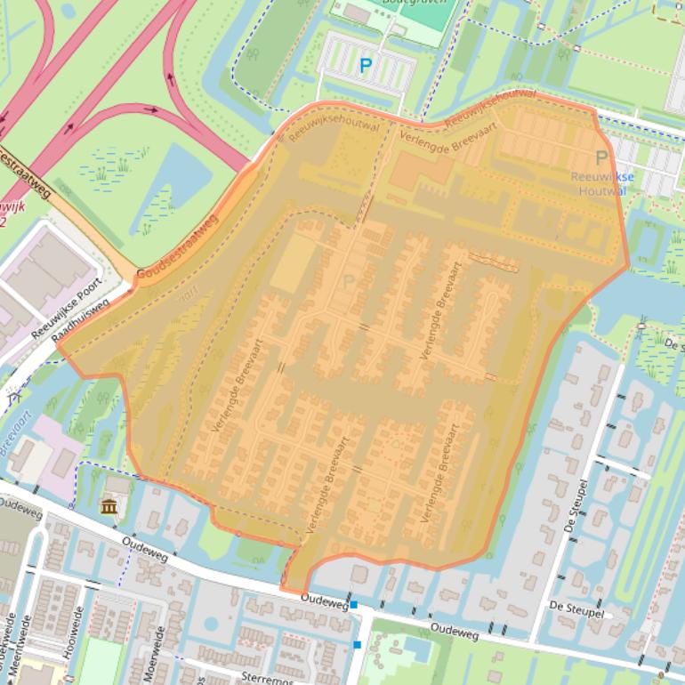 Kaart van postcodegebied 2811LR.