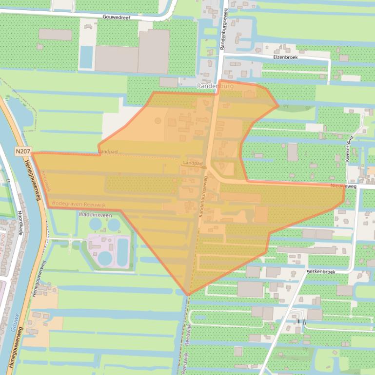 Kaart van postcodegebied 2811PR.