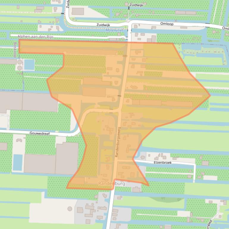 Kaart van postcodegebied 2811PS.