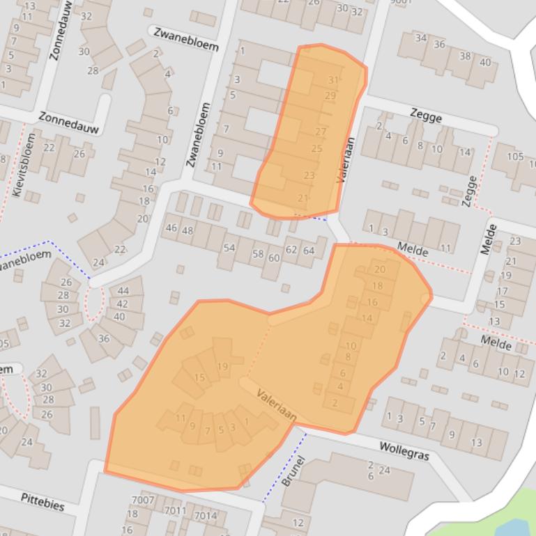 Kaart van postcodegebied 2811RJ.