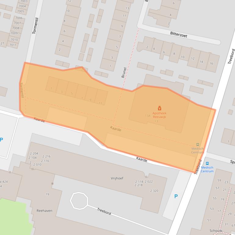 Kaart van postcodegebied 2811RW.