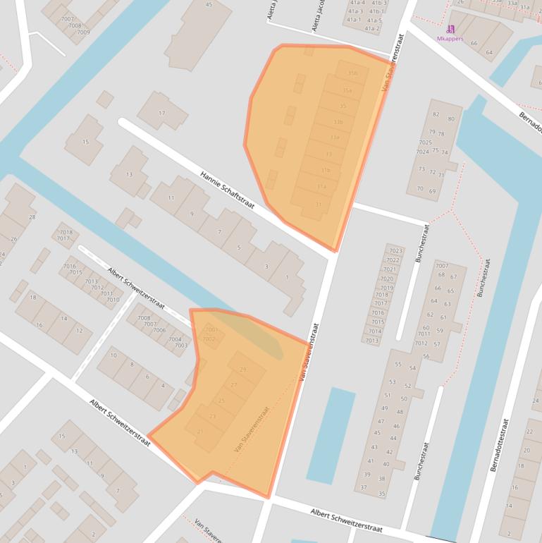 Kaart van postcodegebied 2811TK.