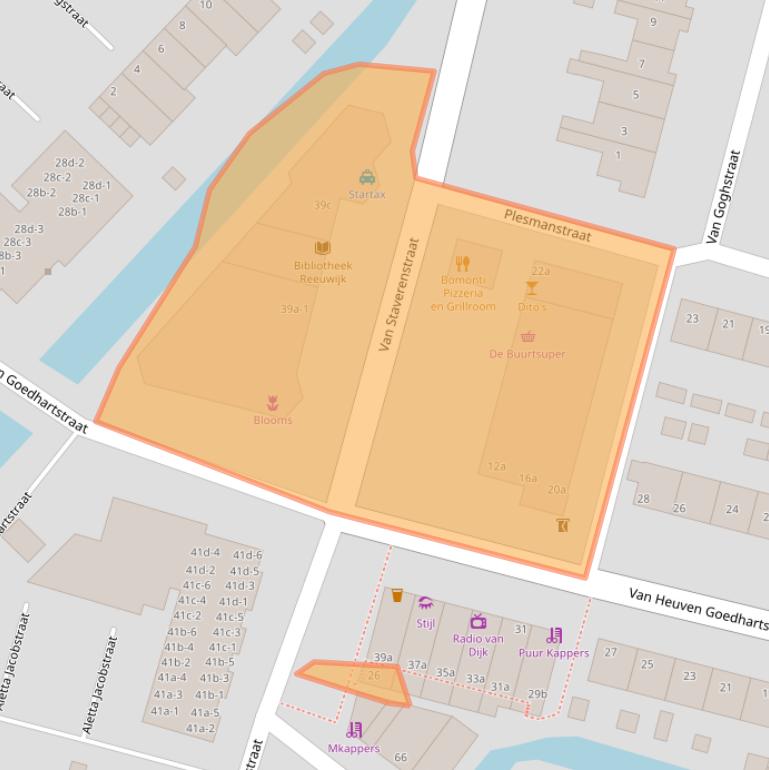 Kaart van postcodegebied 2811TL.