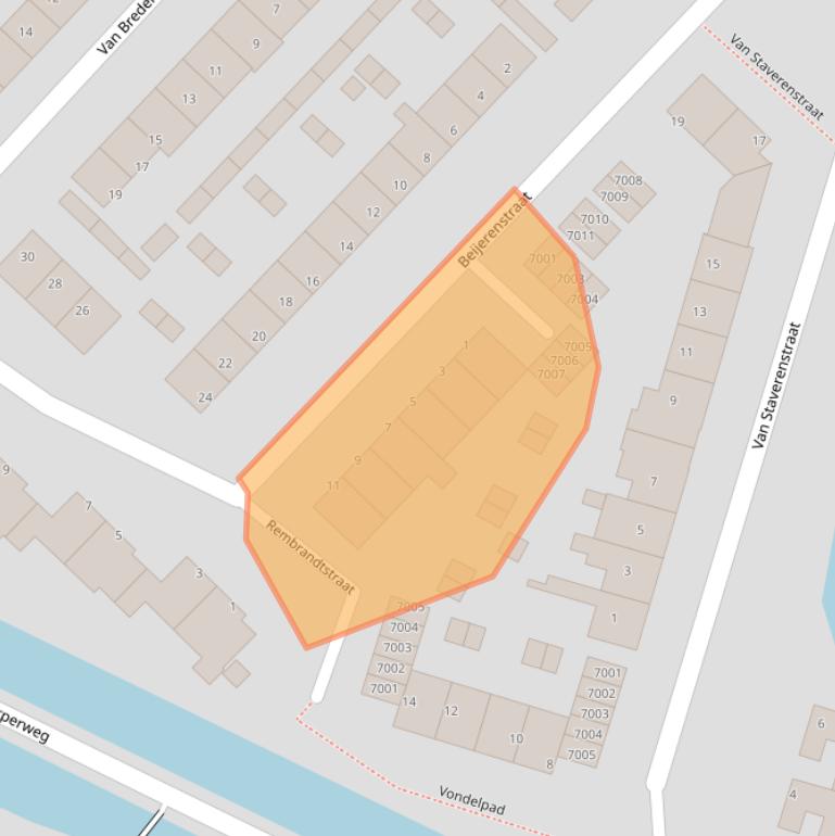 Kaart van postcodegebied 2811XD.