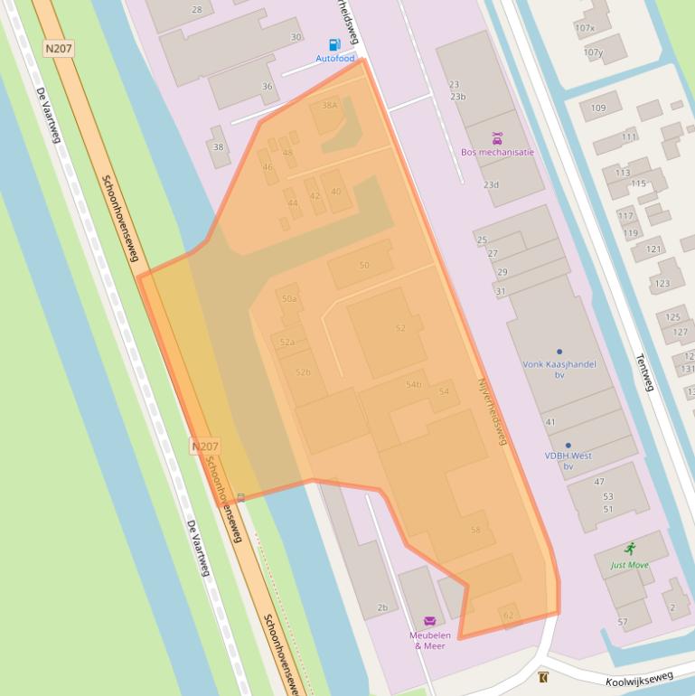 Kaart van postcodegebied 2821AZ.