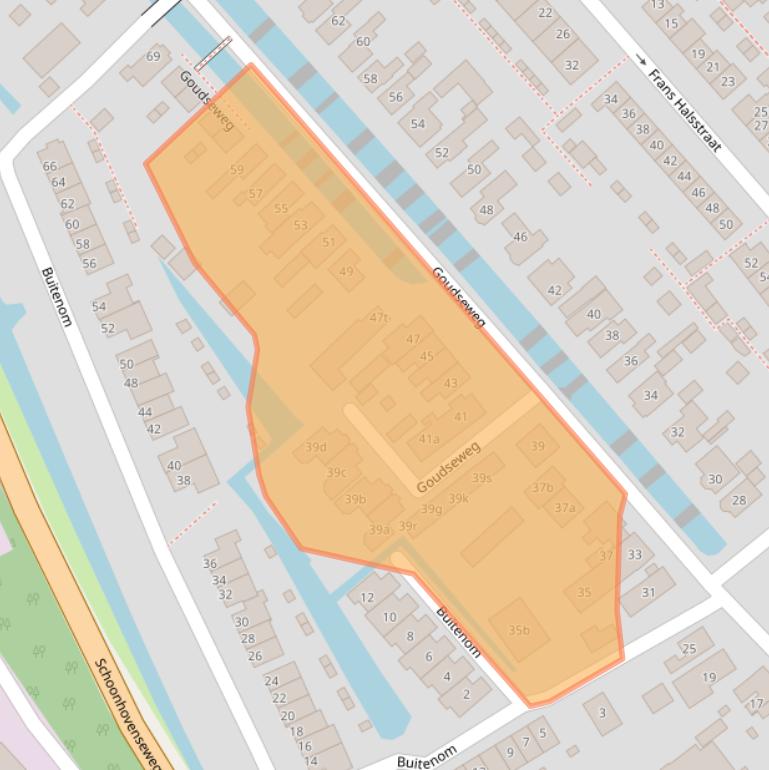 Kaart van postcodegebied 2821BD.