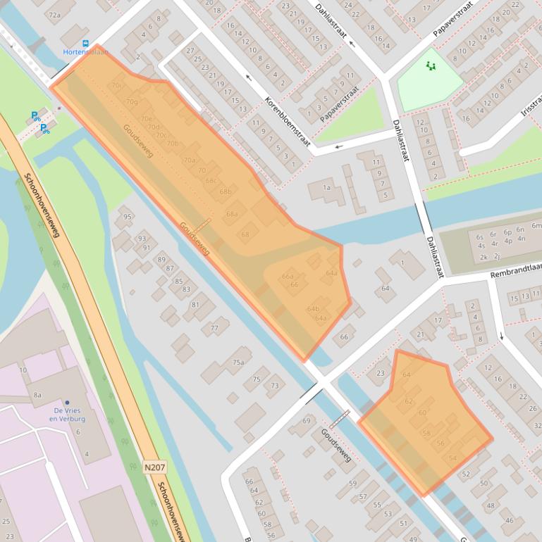 Kaart van postcodegebied 2821BH.