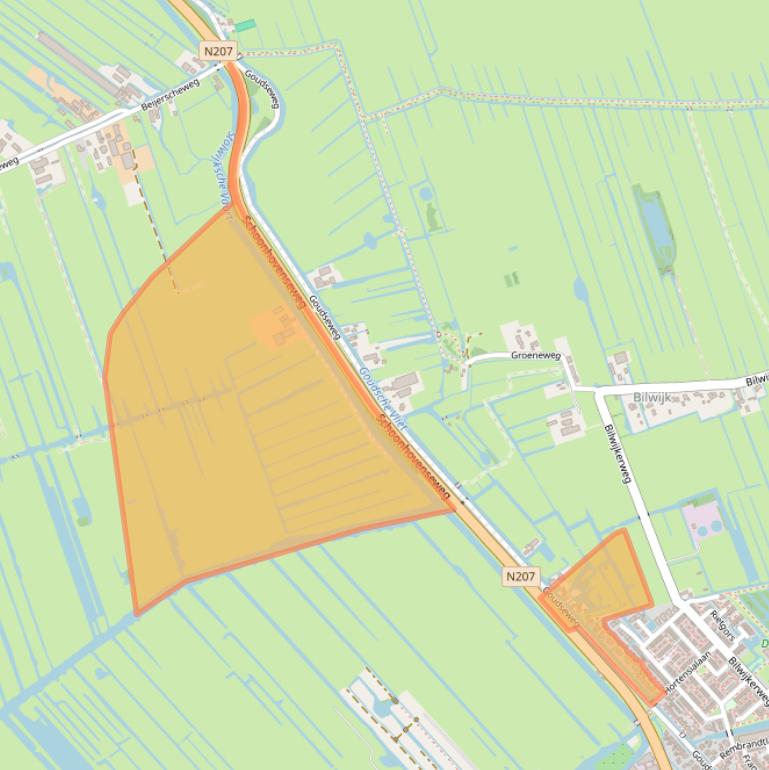 Kaart van postcodegebied 2821NA.