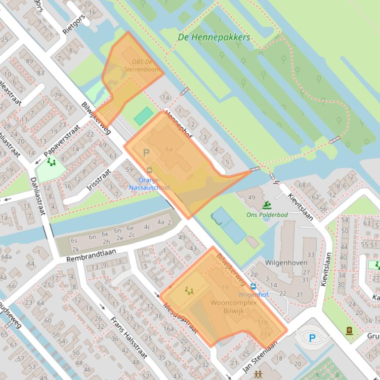 Kaart van postcodegebied 2821SB.