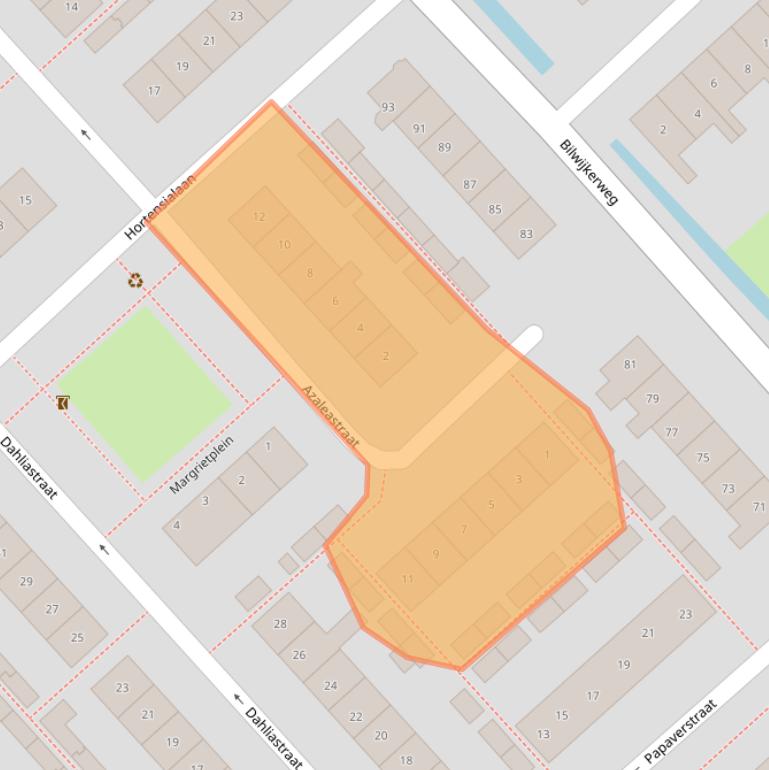 Kaart van postcodegebied 2821TM.