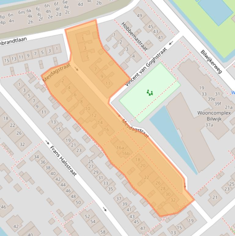 Kaart van postcodegebied 2821VG.